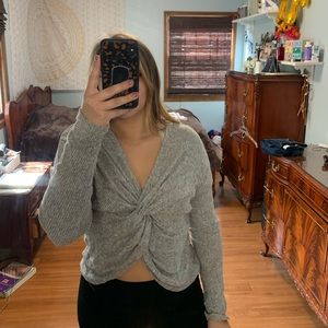 Gray cross top sweater